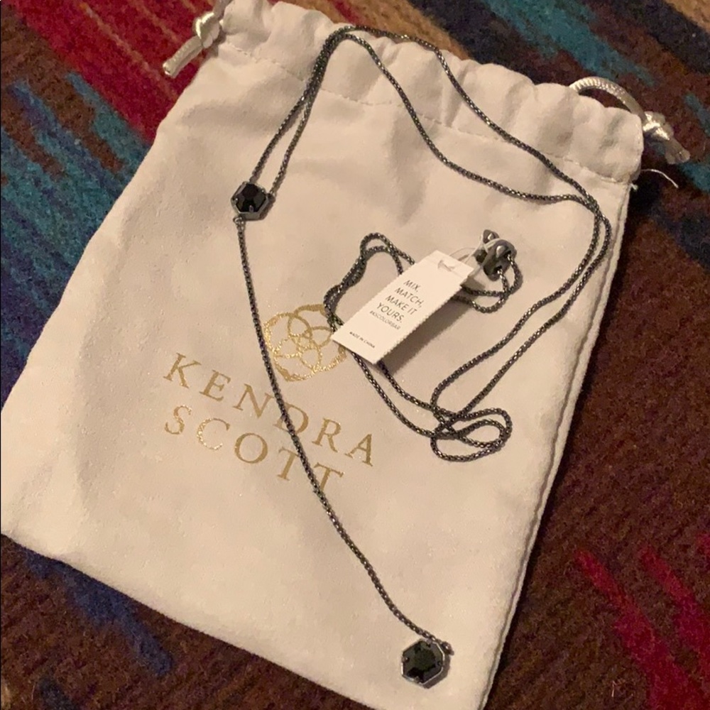Kendra Scott NTW Tomon Gunmetal Y Necklace Black